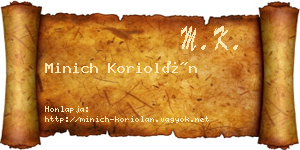 Minich Koriolán névjegykártya